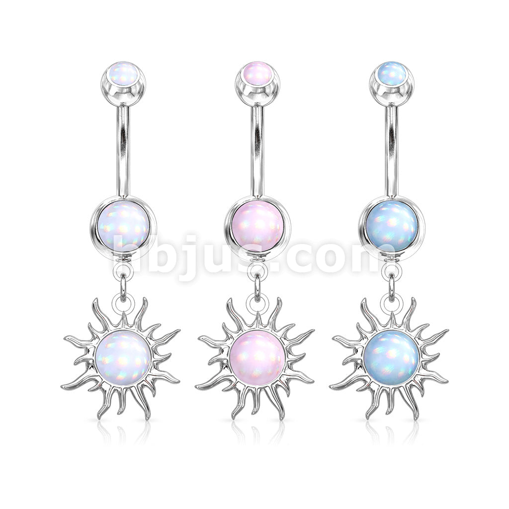316L Surgical Steel Tribal Sun With Illuminating Stone Center Dangle... - Image 7