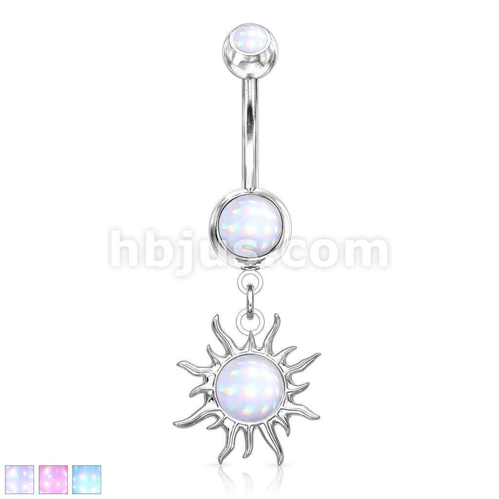 316L Surgical Steel Tribal Sun With Illuminating Stone Center Dangle... - Image 2