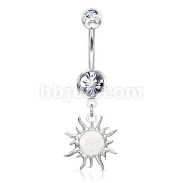 316L Surgical Steel 316L Surgical Steel Tribal Sun With Opal Glitter... - Image 3