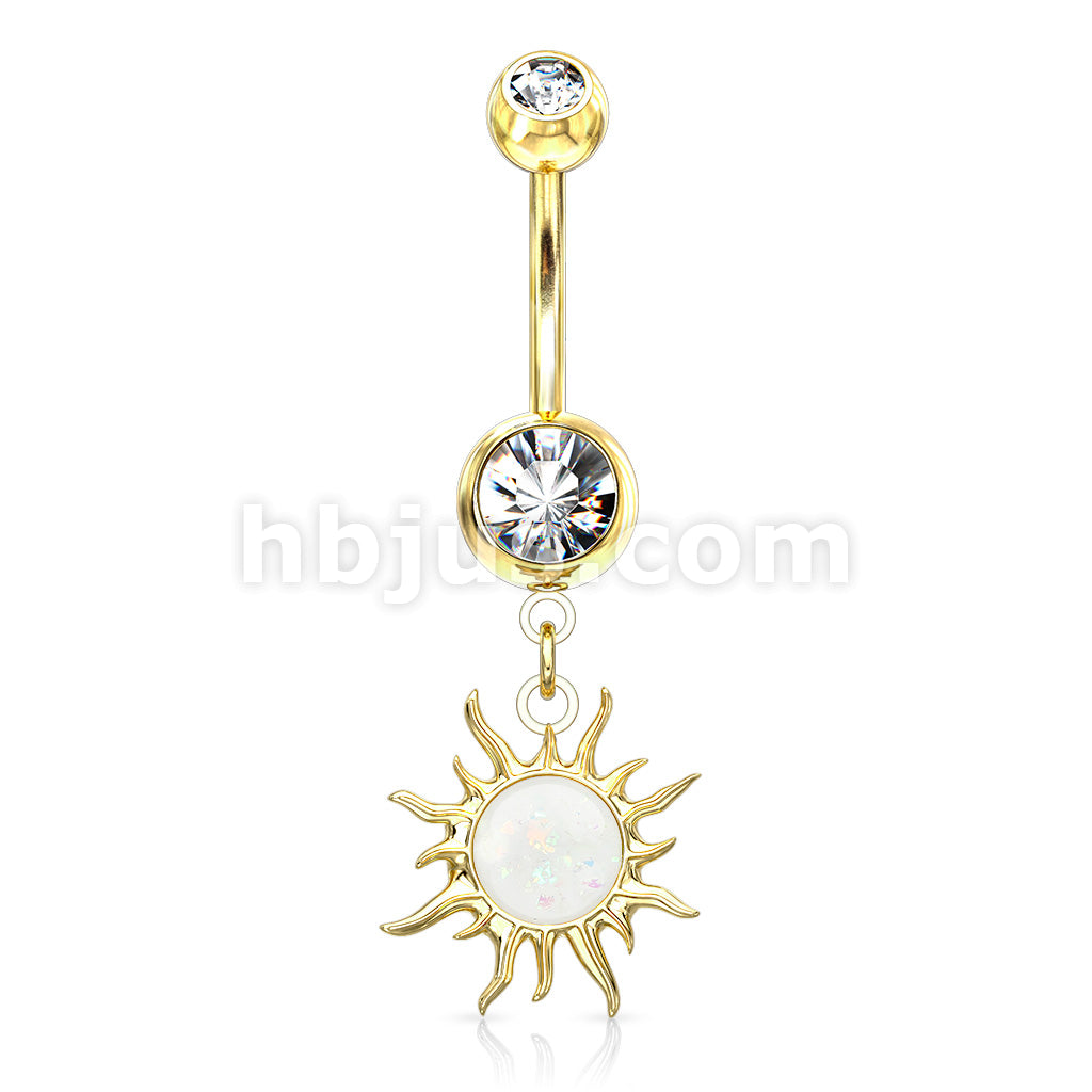 316L Surgical Steel 316L Surgical Steel Tribal Sun With Opal Glitter... - Image 4
