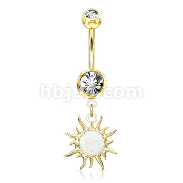 316L Surgical Steel 316L Surgical Steel Tribal Sun With Opal Glitter... - Image 4