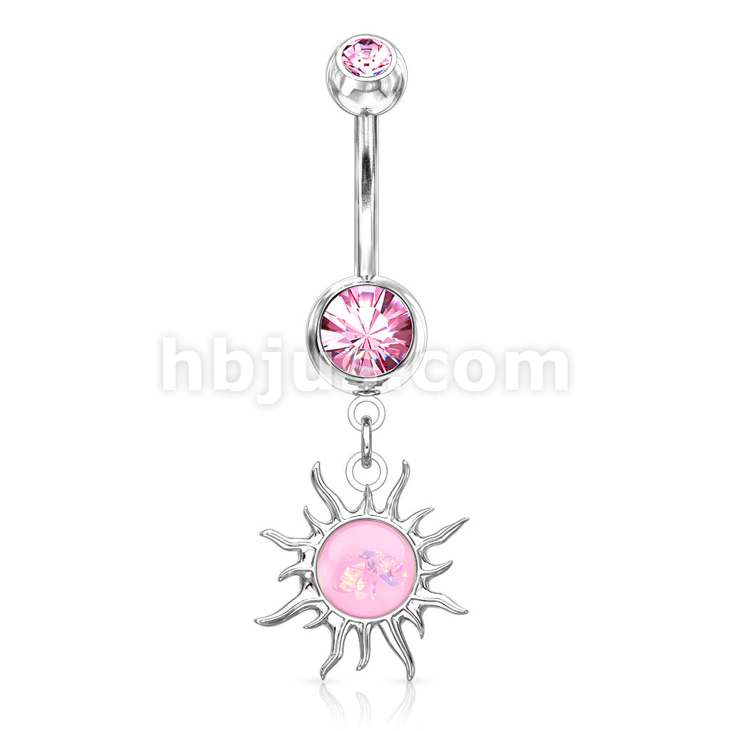 316L Surgical Steel 316L Surgical Steel Tribal Sun With Opal Glitter... - Image 5