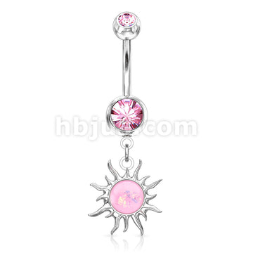 316L Surgical Steel 316L Surgical Steel Tribal Sun With Opal Glitter... - Image 5