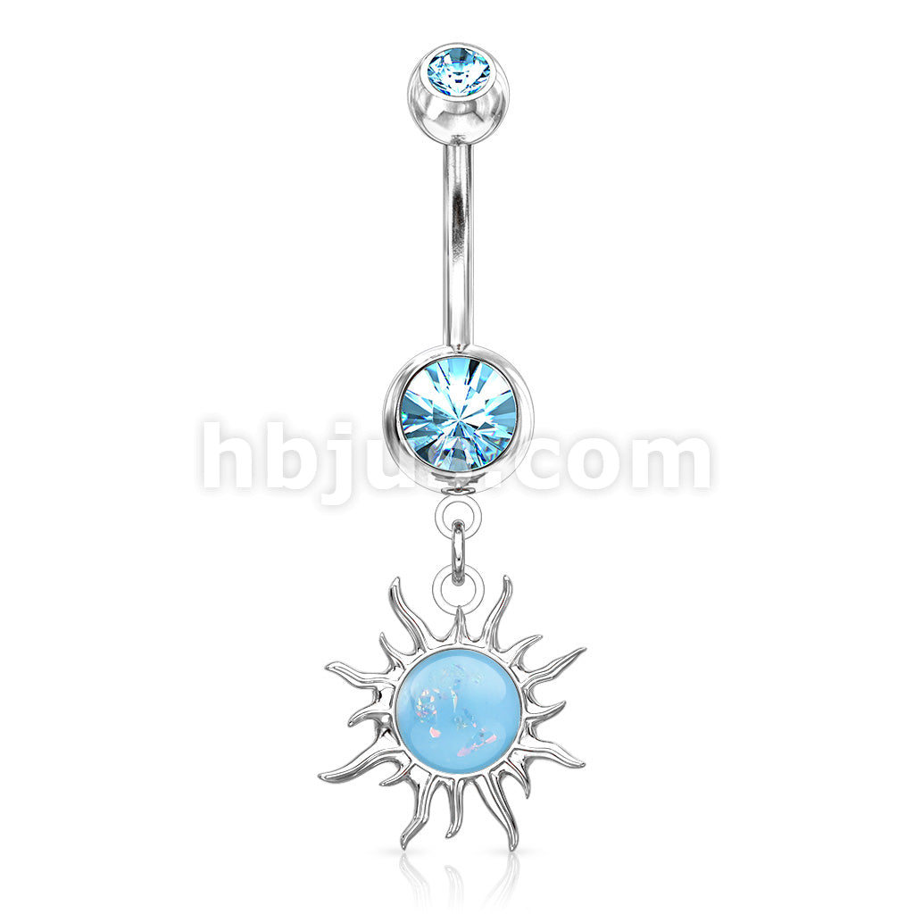 316L Surgical Steel 316L Surgical Steel Tribal Sun With Opal Glitter... - Image 6