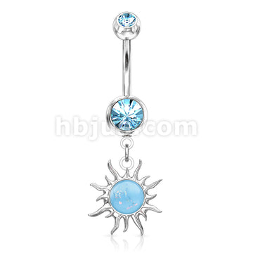 316L Surgical Steel 316L Surgical Steel Tribal Sun With Opal Glitter... - Image 6