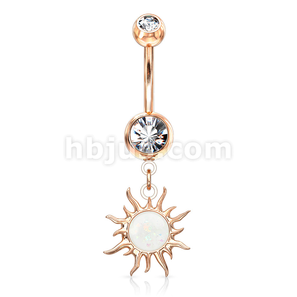 316L Surgical Steel 316L Surgical Steel Tribal Sun With Opal Glitter... - Image 7