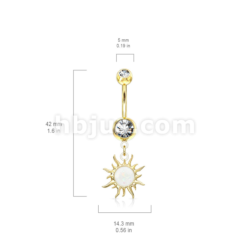 316L Surgical Steel 316L Surgical Steel Tribal Sun With Opal Glitter... - Image 8