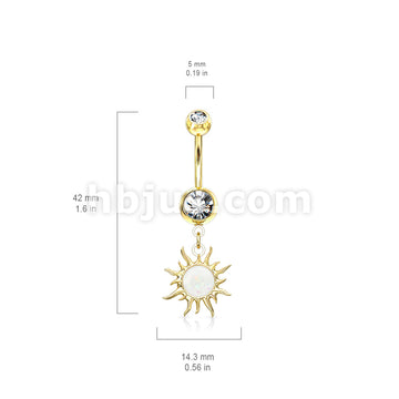 316L Surgical Steel 316L Surgical Steel Tribal Sun With Opal Glitter... - Image 8