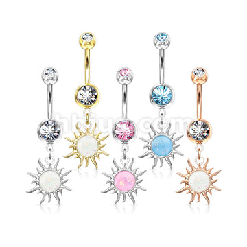 316L Surgical Steel 316L Surgical Steel Tribal Sun With Opal Glitter... - Image 9