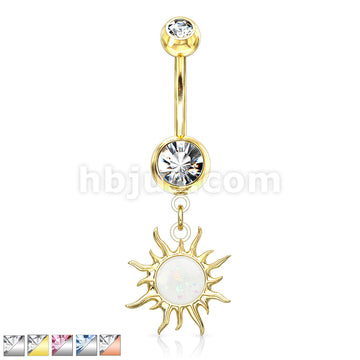 316L Surgical Steel 316L Surgical Steel Tribal Sun With Opal Glitter... - Image 2