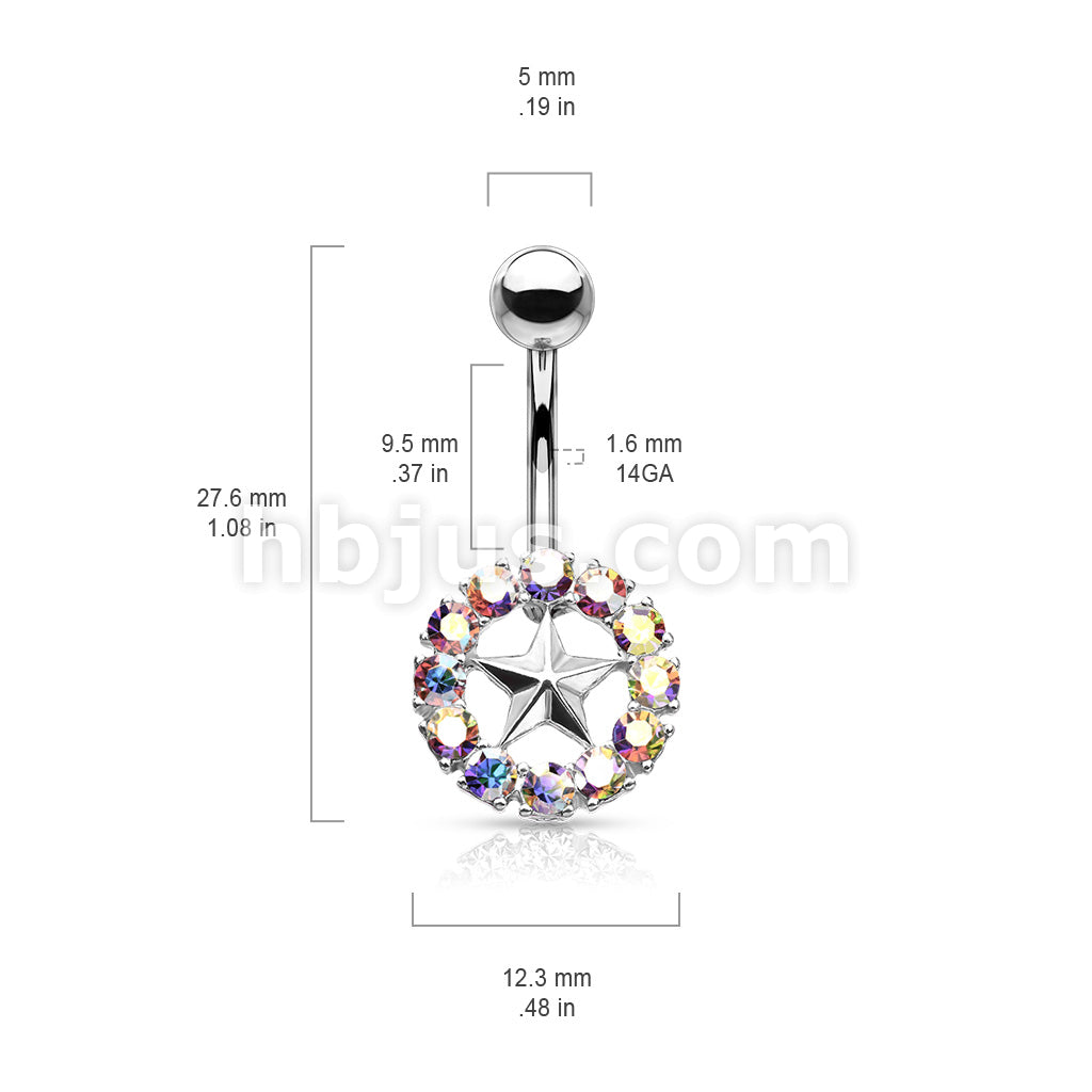 316L Surgical Steel 316L Surgical Steel Star With Crystal Surroundings... - Image 7