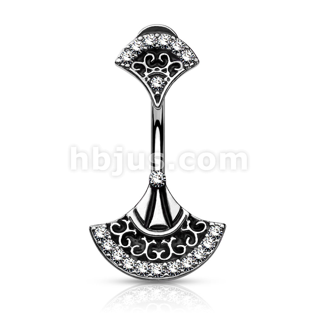 316L Surgical Steel 316L Surgical Steel Double Jeweled Tribal Fan Belly... - Image 3