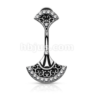 316L Surgical Steel 316L Surgical Steel Double Jeweled Tribal Fan Belly... - Image 3