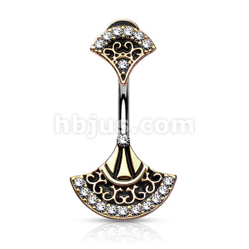 316L Surgical Steel 316L Surgical Steel Double Jeweled Tribal Fan Belly... - Image 4