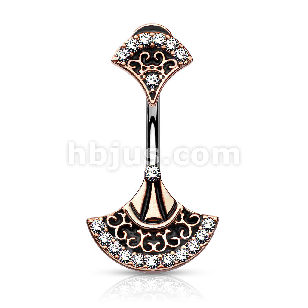316L Surgical Steel 316L Surgical Steel Double Jeweled Tribal Fan Belly... - Image 5