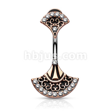 316L Surgical Steel 316L Surgical Steel Double Jeweled Tribal Fan Belly... - Image 5