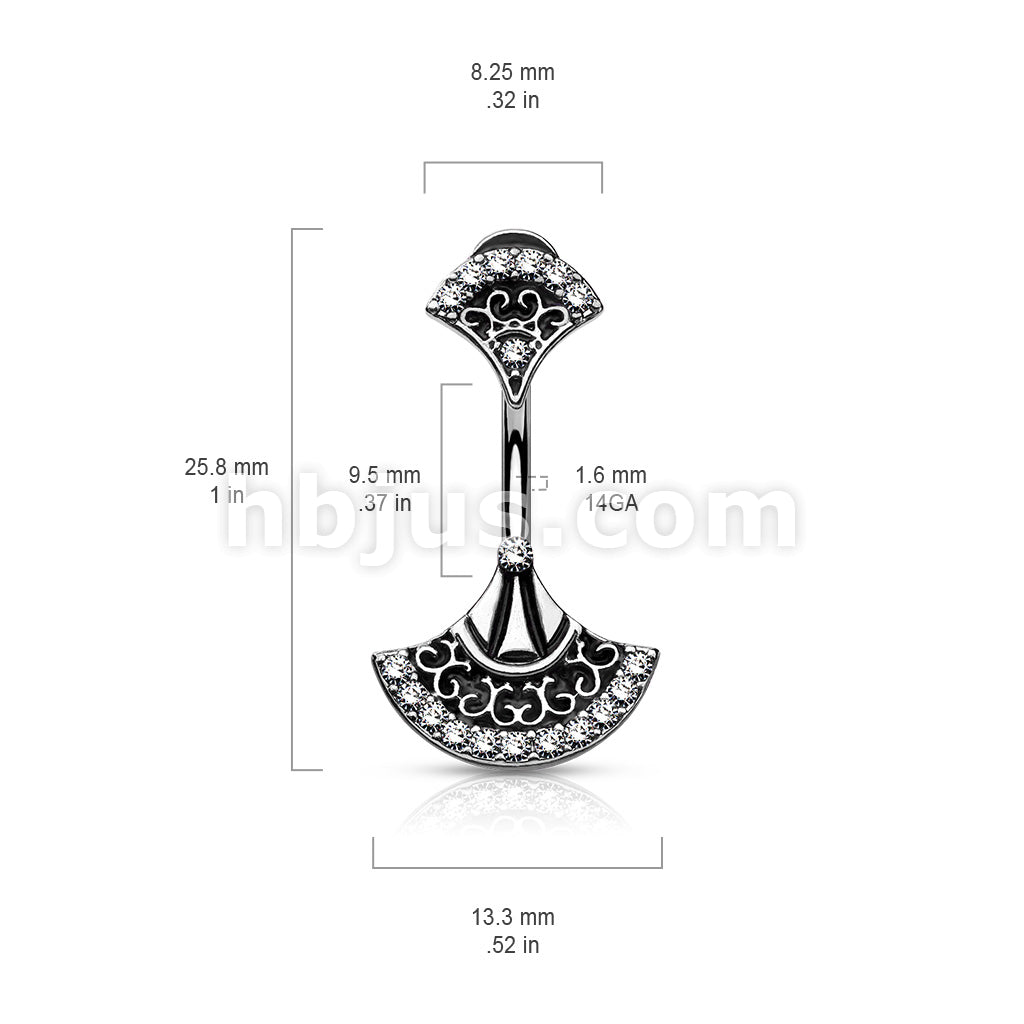 316L Surgical Steel 316L Surgical Steel Double Jeweled Tribal Fan Belly... - Image 6