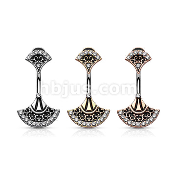 316L Surgical Steel 316L Surgical Steel Double Jeweled Tribal Fan Belly... - Image 7