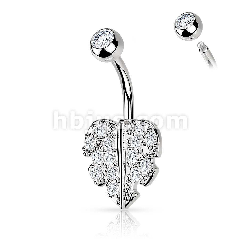 316L Surgical Steel 316L Surgical Steel Heart Leaf With Gem Paved Belly... - Image 3