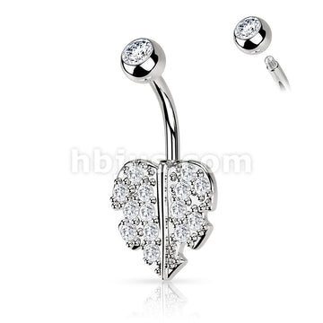 316L Surgical Steel 316L Surgical Steel Heart Leaf With Gem Paved Belly... - Image 3