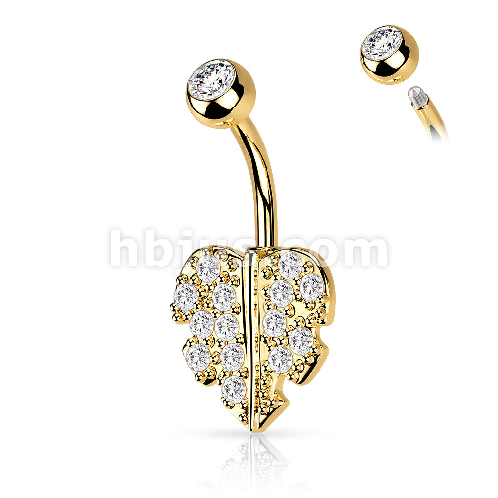 316L Surgical Steel 316L Surgical Steel Heart Leaf With Gem Paved Belly... - Image 4