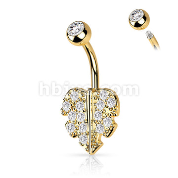 316L Surgical Steel 316L Surgical Steel Heart Leaf With Gem Paved Belly... - Image 4