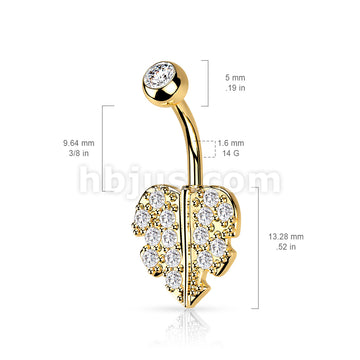 316L Surgical Steel 316L Surgical Steel Heart Leaf With Gem Paved Belly... - Image 5