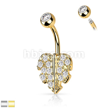 316L Surgical Steel 316L Surgical Steel Heart Leaf With Gem Paved Belly... - Image 2
