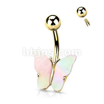 316L Surgical Steel 316L Surgical Steel Shell Covered Butterfly Belly... - Image 3