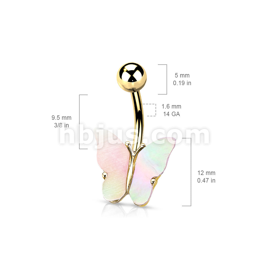 316L Surgical Steel 316L Surgical Steel Shell Covered Butterfly Belly... - Image 5