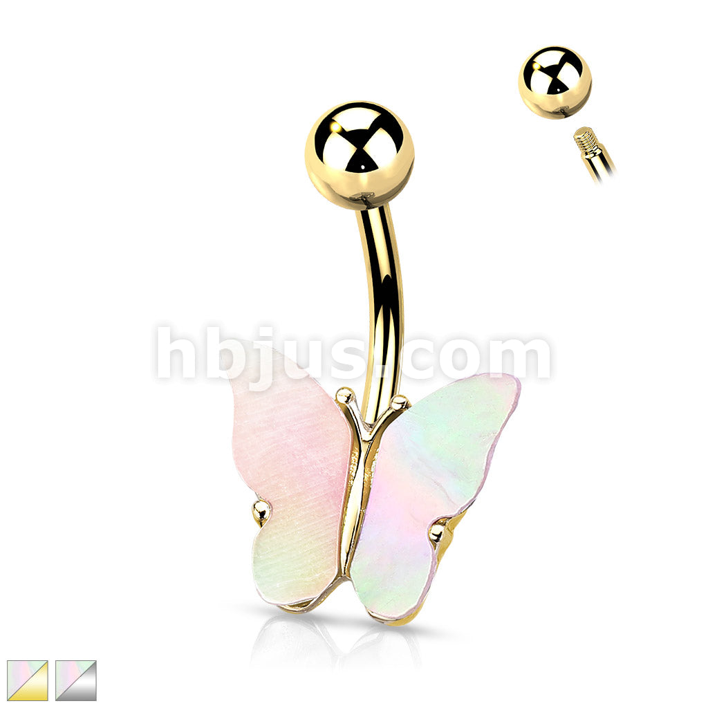316L Surgical Steel 316L Surgical Steel Shell Covered Butterfly Belly... - Image 2