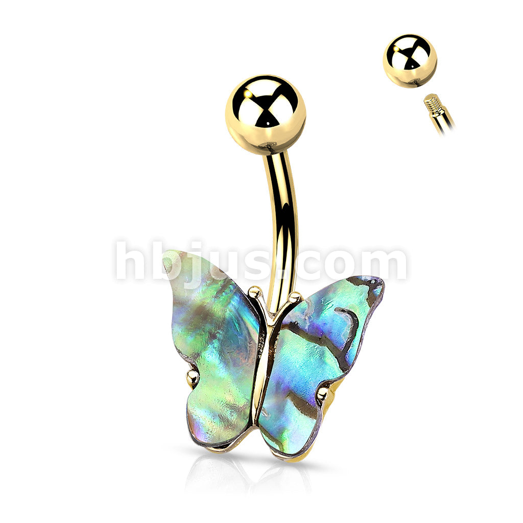 316L Surgical Steel 316L Surgical Steel Abalone Shell Covered Butterfly... - Image 3