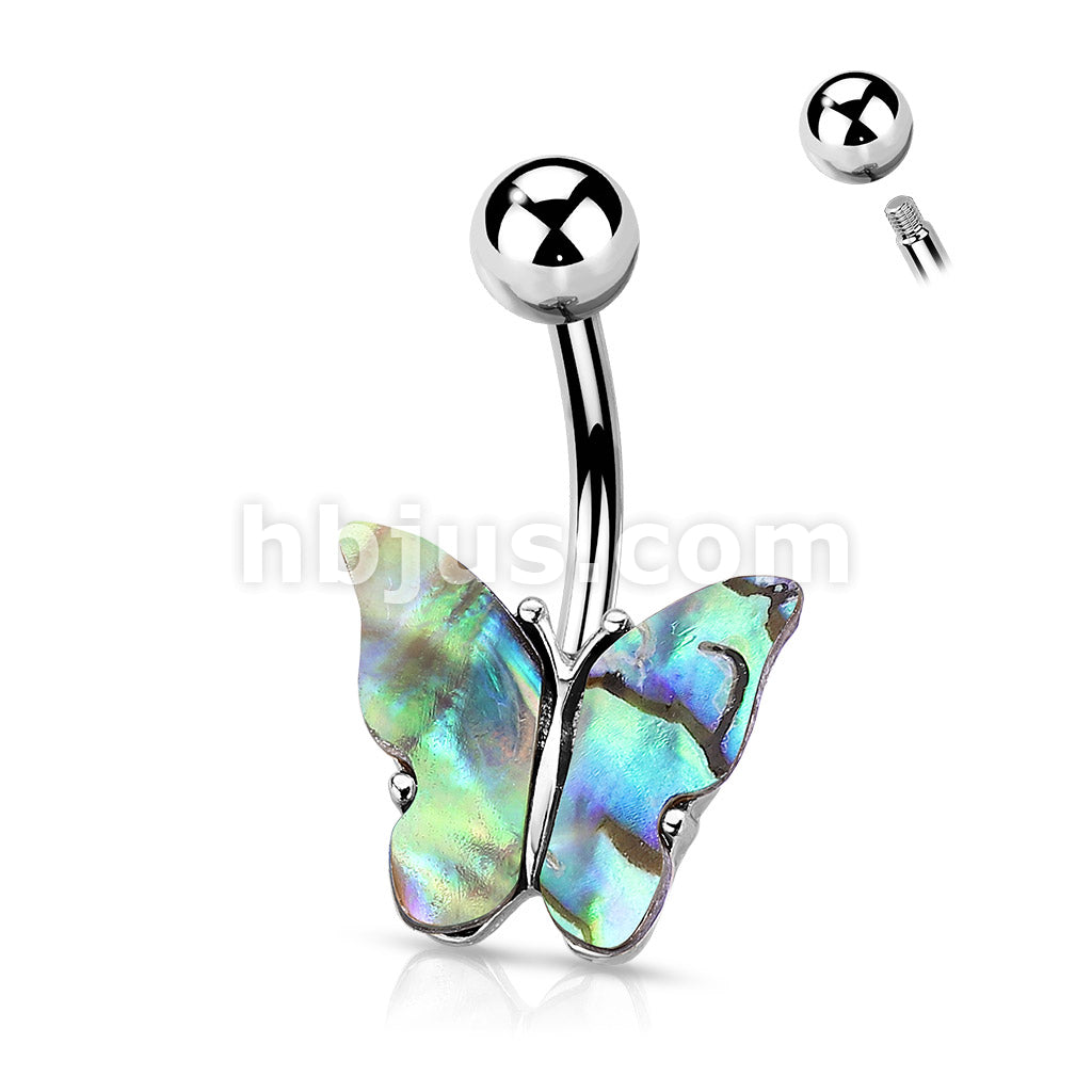 316L Surgical Steel 316L Surgical Steel Abalone Shell Covered Butterfly... - Image 4