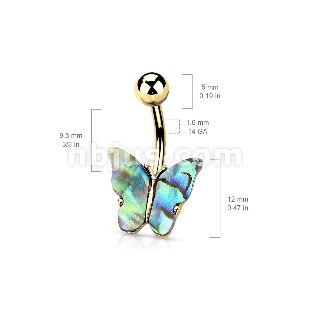 316L Surgical Steel 316L Surgical Steel Abalone Shell Covered Butterfly... - Image 5
