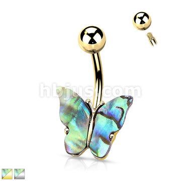 316L Surgical Steel 316L Surgical Steel Abalone Shell Covered Butterfly... - Image 2