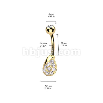 316L Surgical Steel 316L Surgical Steel Belly Ring With Pave CZ Teardrop - Image 5