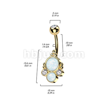 316L Surgical Steel 316L Surgical Steel Belly Ring With Double Opal and... - Image 5
