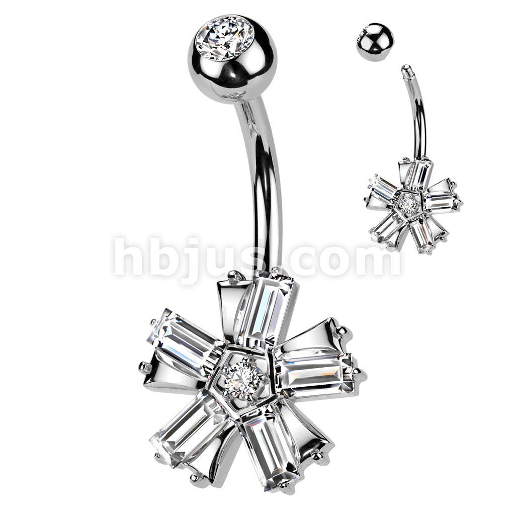 316L Surgical Steel 316L Surgical Steel Belly Button Ring With Baguette... - Image 2