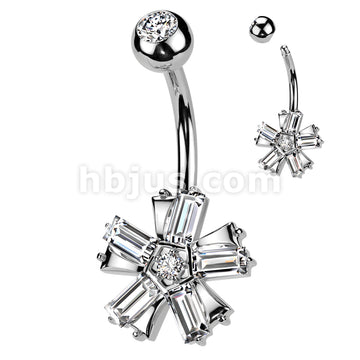 316L Surgical Steel 316L Surgical Steel Belly Button Ring With Baguette... - Image 2