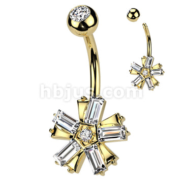316L Surgical Steel 316L Surgical Steel Belly Button Ring With Baguette... - Image 3