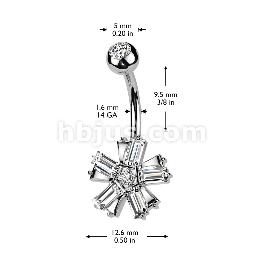 316L Surgical Steel 316L Surgical Steel Belly Button Ring With Baguette... - Image 4
