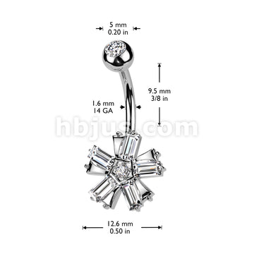 316L Surgical Steel 316L Surgical Steel Belly Button Ring With Baguette... - Image 4