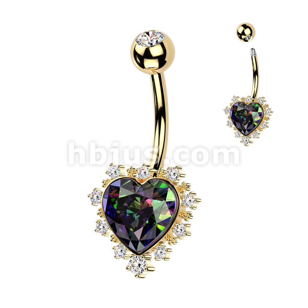 316L Surgical Steel 316L Surgical Steel VM CZ Heart Belly Button Ring... - Image 3