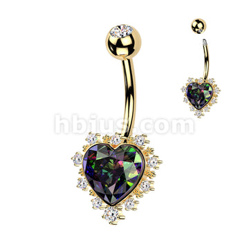 316L Surgical Steel 316L Surgical Steel VM CZ Heart Belly Button Ring... - Image 3