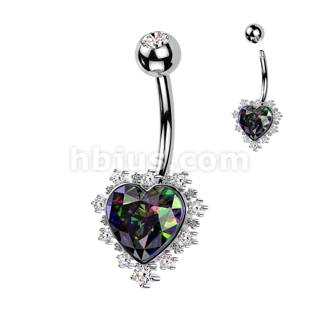 316L Surgical Steel 316L Surgical Steel VM CZ Heart Belly Button Ring... - Image 2