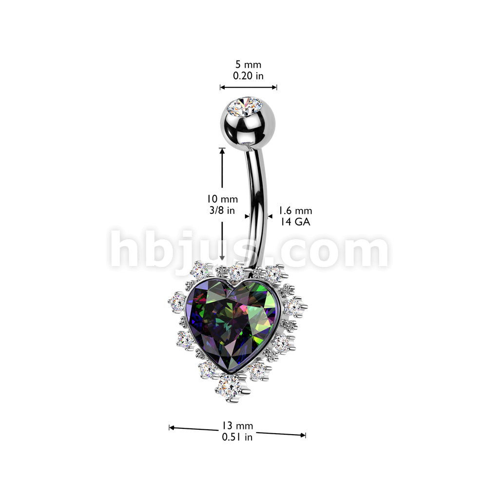 316L Surgical Steel 316L Surgical Steel VM CZ Heart Belly Button Ring... - Image 4