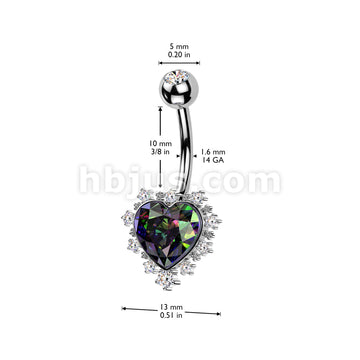 316L Surgical Steel 316L Surgical Steel VM CZ Heart Belly Button Ring... - Image 4