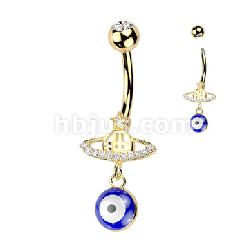 316L Surgical Steel 316L Surgical Steel Planet With Pave CZ Ring Belly... - Image 3