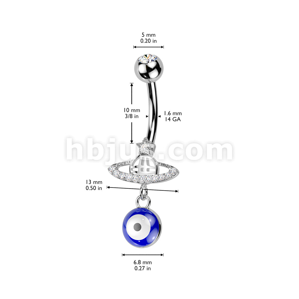 316L Surgical Steel 316L Surgical Steel Planet With Pave CZ Ring Belly... - Image 4