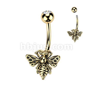 316L Surgical Steel 316L Surgical Steel Bee Belly Button Ring - Image 3